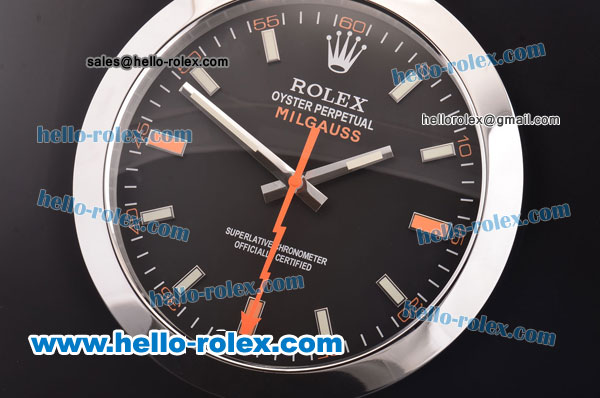 Rolex Milgauss Wall Clock Quartz Steel Case with Black Dial - Click Image to Close